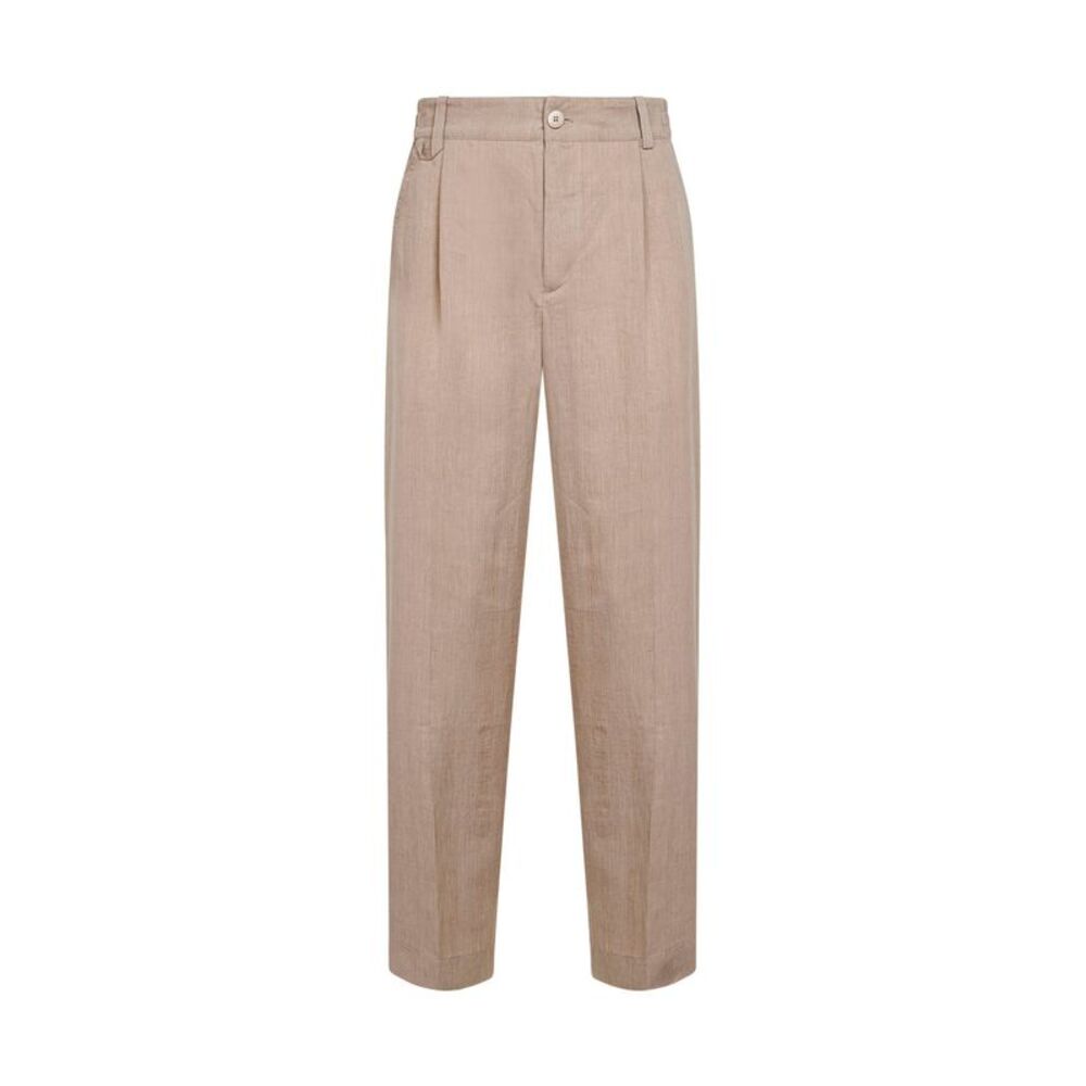 Jacquemus Men Beige Textured Linen Blend The Croisière Trousers